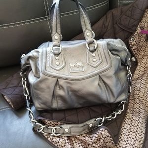 Silver coach midsize bag